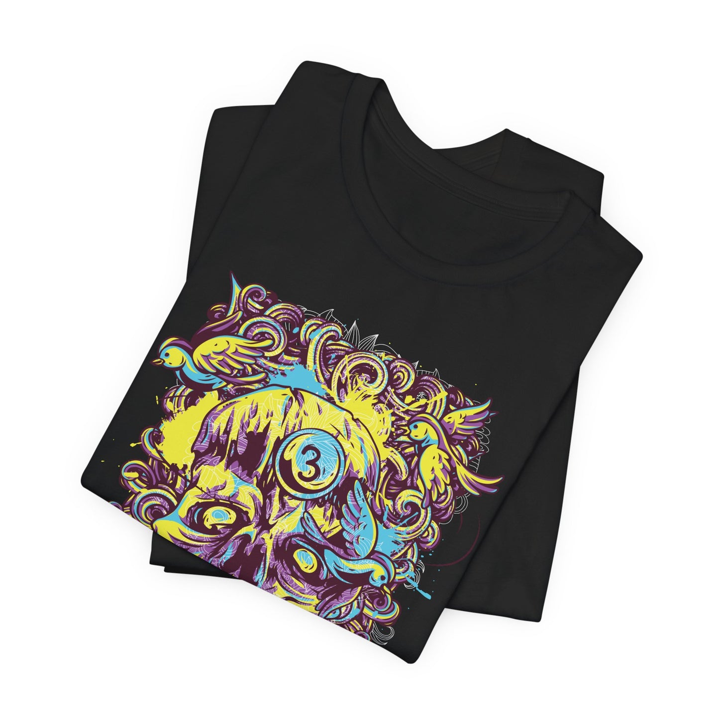 Colorful Skull Illustration Graphic Unisex Cotton T-Shirt r41