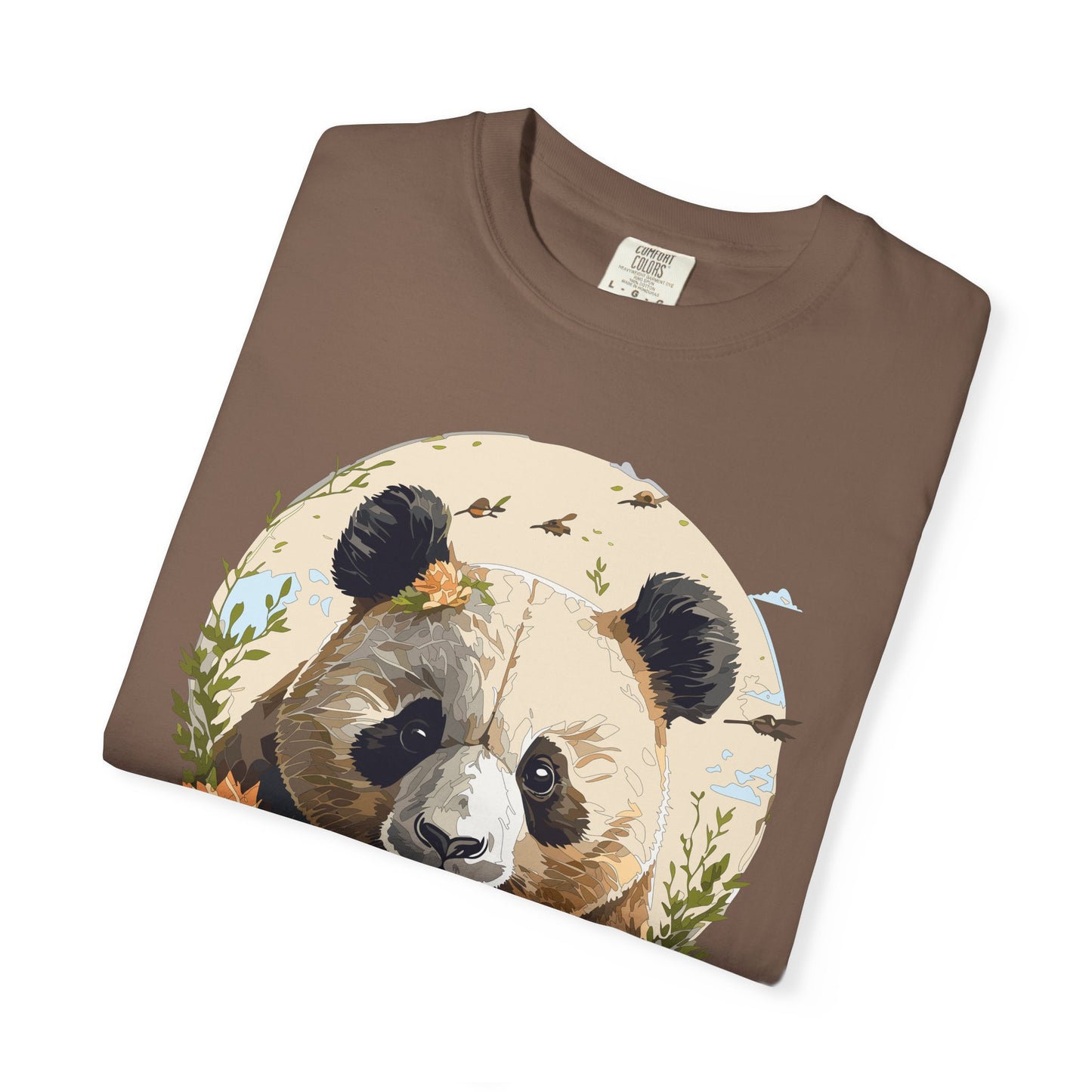 Panda Portrait T-Shirt Unisex Cotton Floral Meadow Circle Animal Art Tee p9