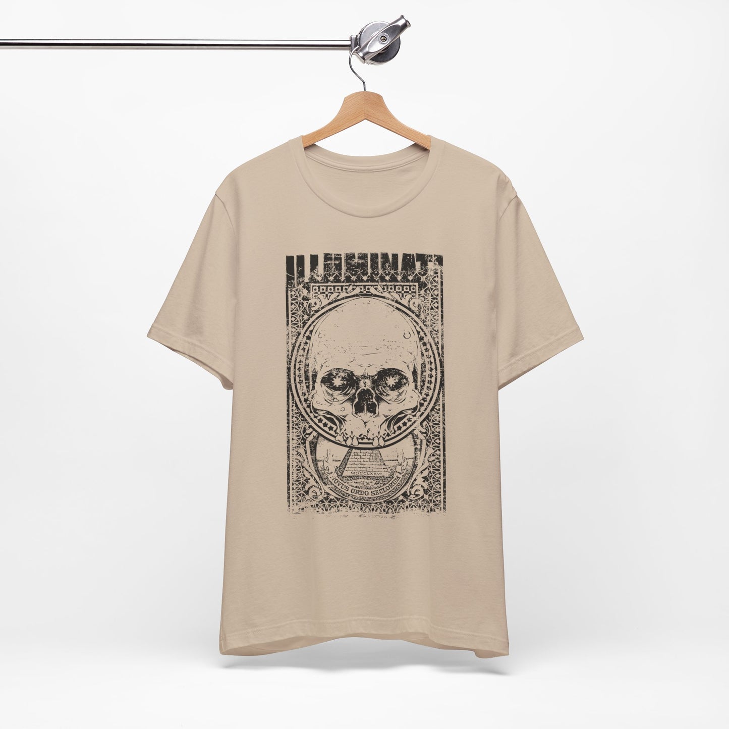 Skull Circle Graphic T-Shirt Vintage Etching Illustration Art Design Tee A-9