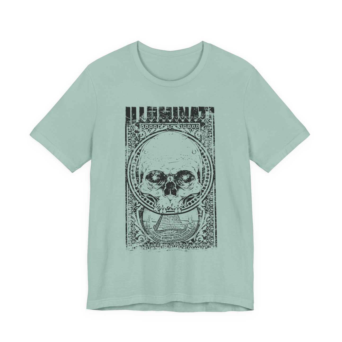 Skull Circle Graphic T-Shirt Vintage Etching Illustration Art Design Tee A-9
