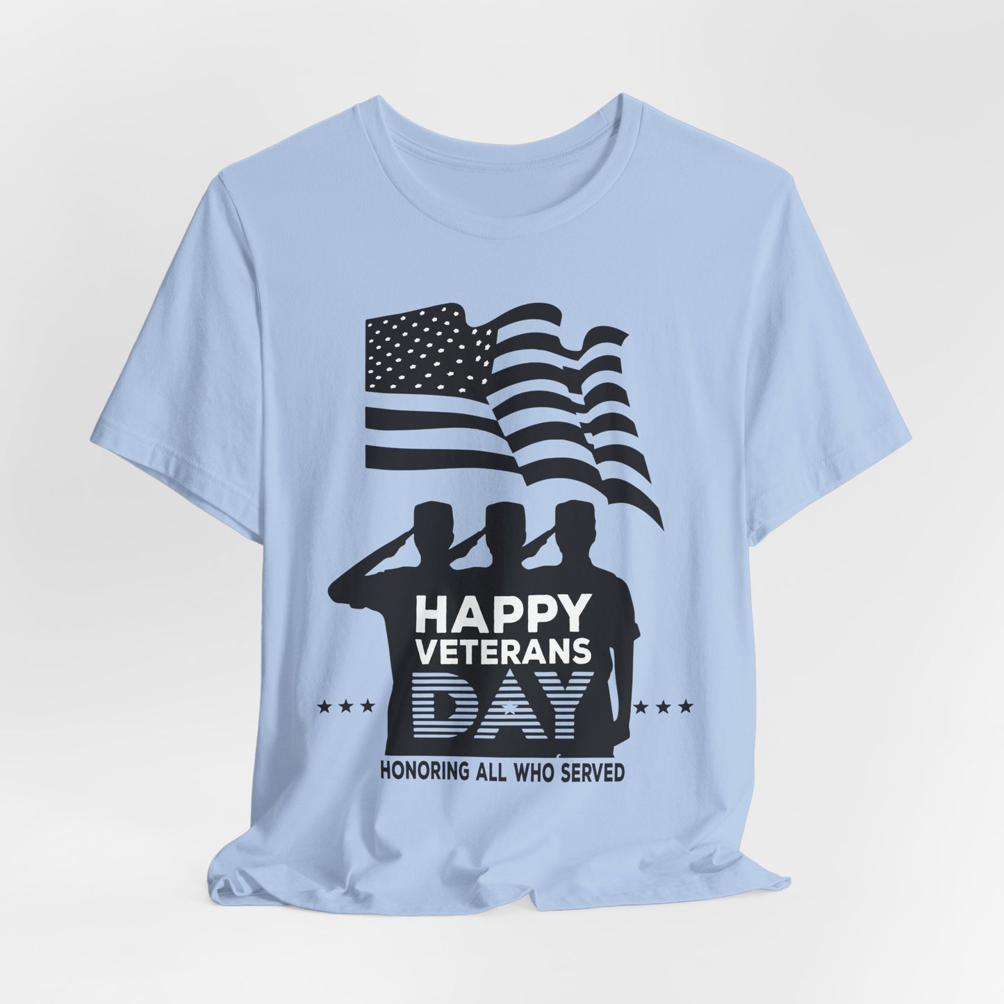 Happy Veterans Day saluting soldiers T-Shirt Patriotic American flag Unisex Cotton v51