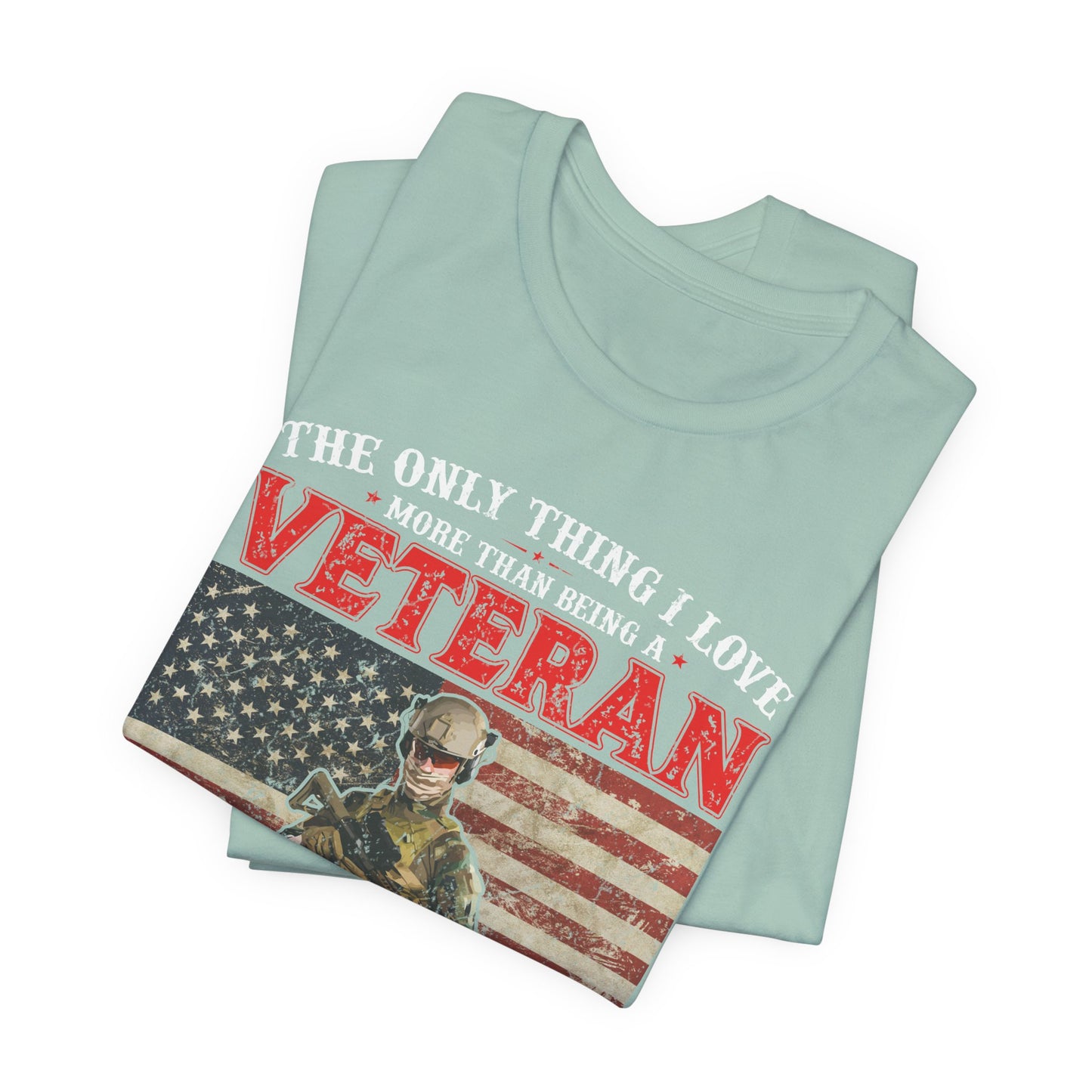 Veteran with American Flag Papa T-Shirt Military Grandpa Unisex Cotton Tee v30