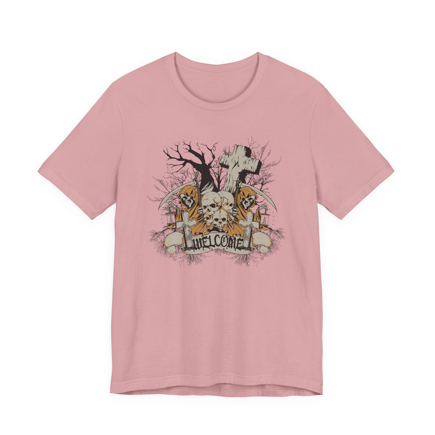 Skull Halloween Graphic Design Unisex Cotton T-Shirt Art-50