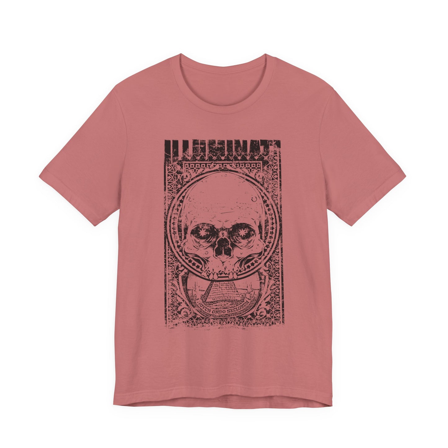 Skull Circle Graphic T-Shirt Vintage Etching Illustration Art Design Tee A-9