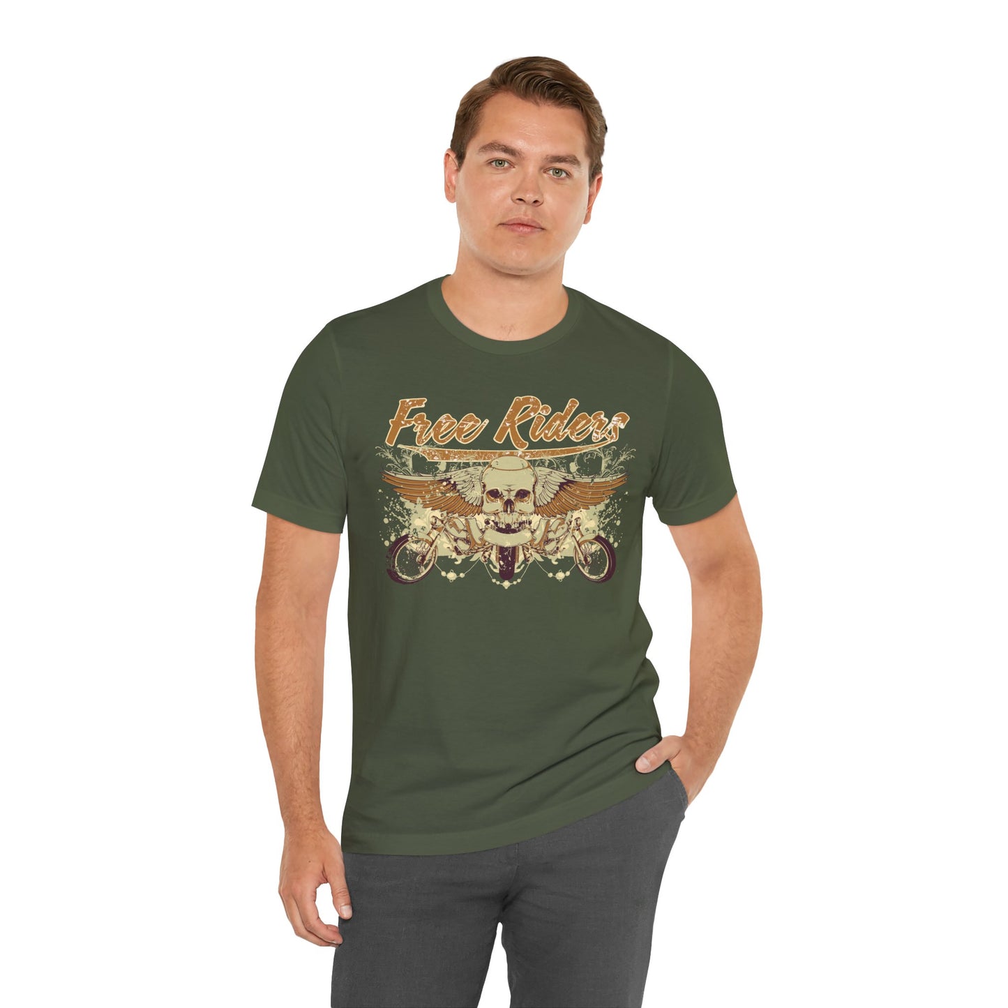 Free Riders Skull Motorcycle Tee Biker Graphic Art Design T-Shirt A-1