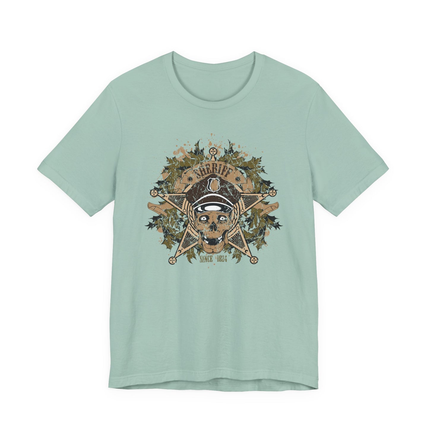 Skull Floral Emblem Graphic Unisex Cotton Tee Art-45