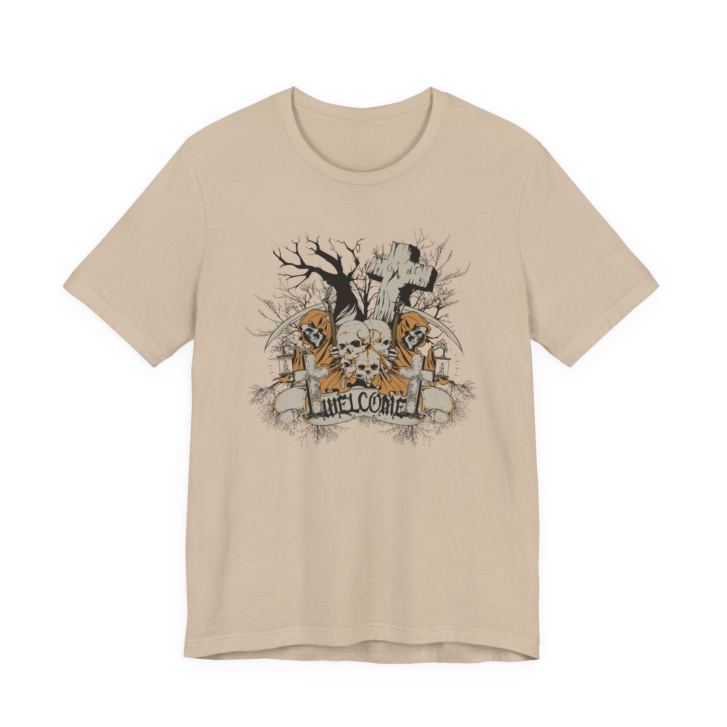 Skull Halloween Graphic Design Unisex Cotton T-Shirt Art-50