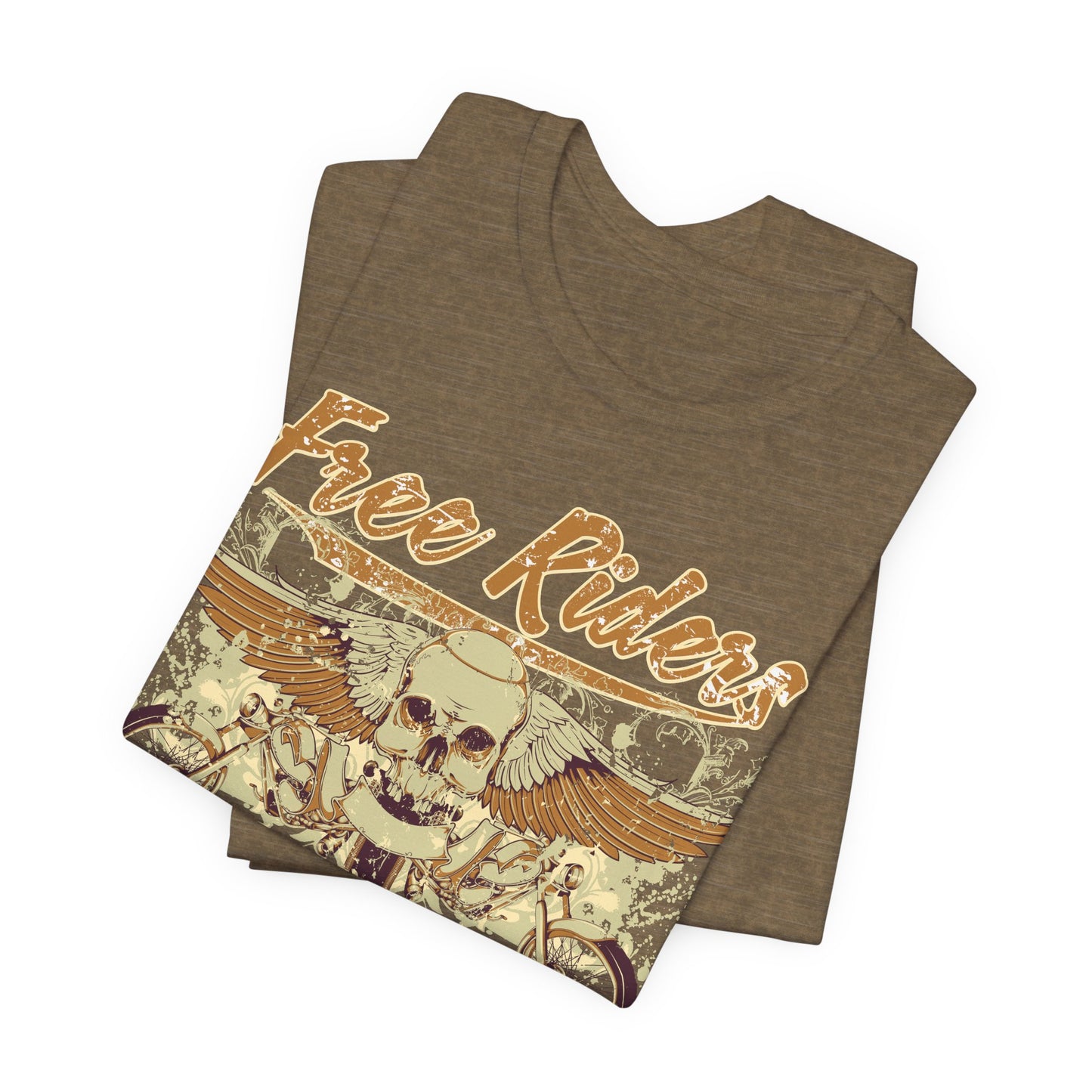 Free Riders Skull Motorcycle Tee Biker Graphic Art Design T-Shirt A-1