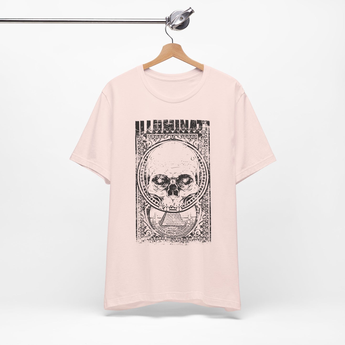 Skull Circle Graphic T-Shirt Vintage Etching Illustration Art Design Tee A-9