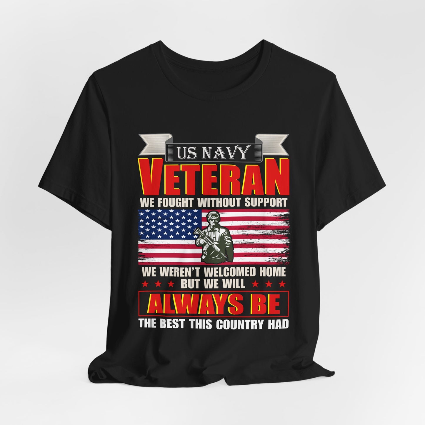 US Navy Veteran T-Shirt American Flag Soldier Graphic Patriotic Military Unisex Cotton v42