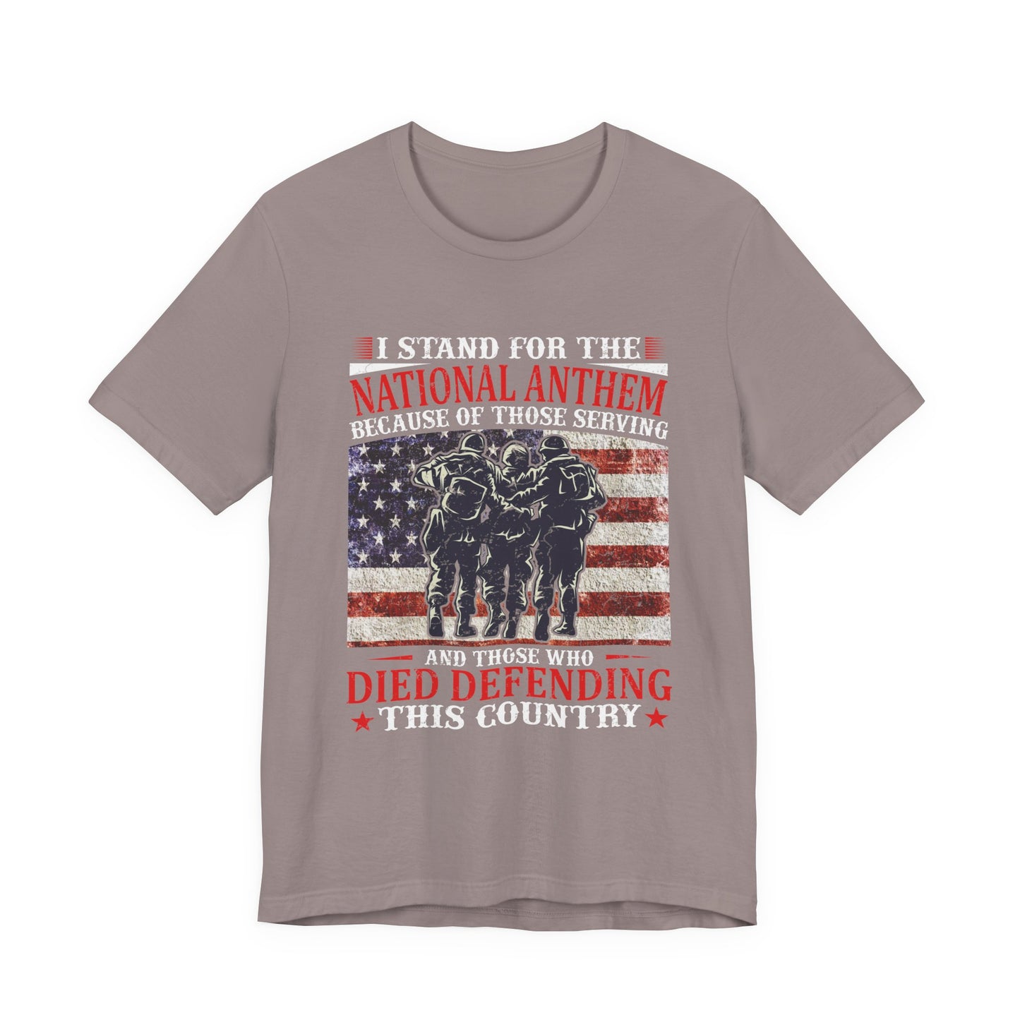 I Stand For The National Anthem military tribute T-Shirt American flag soldiers Unisex Cotton v36