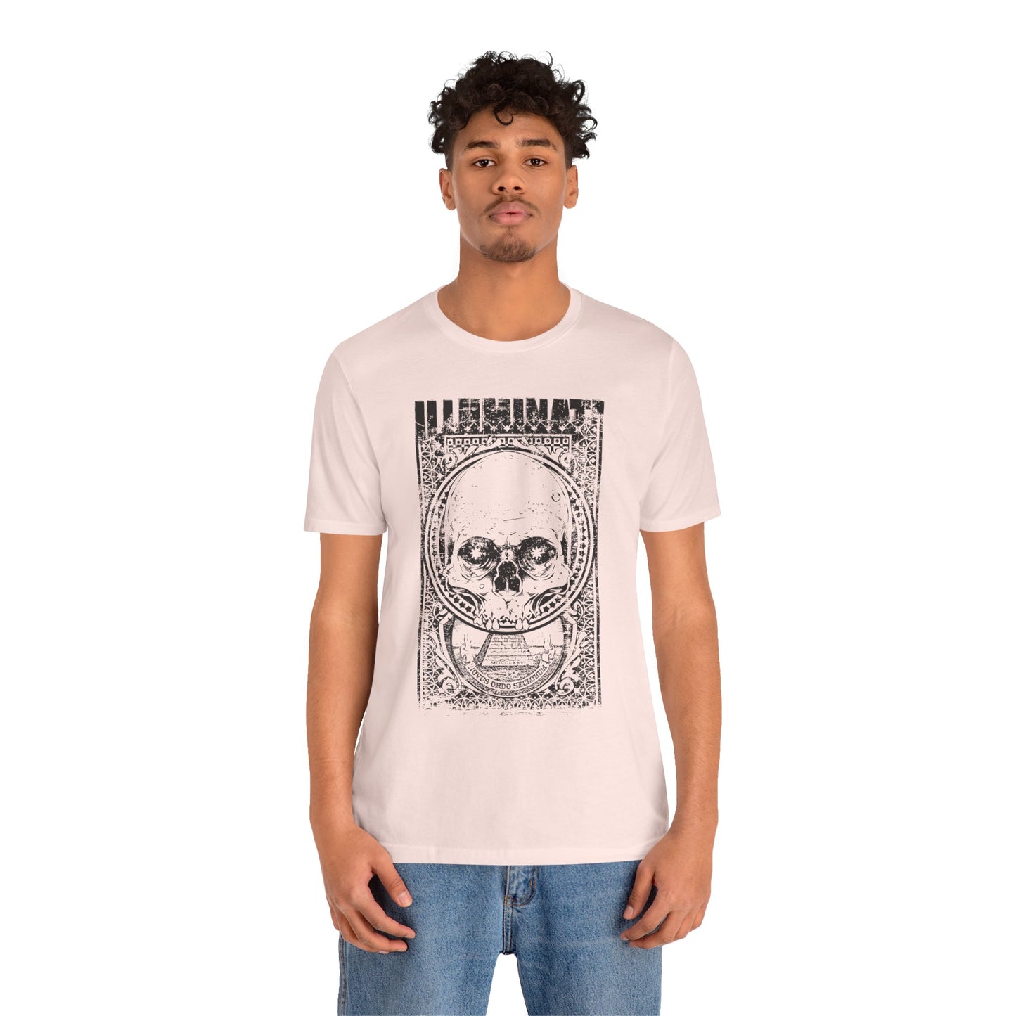 Skull Circle Graphic T-Shirt Vintage Etching Illustration Art Design Tee A-9