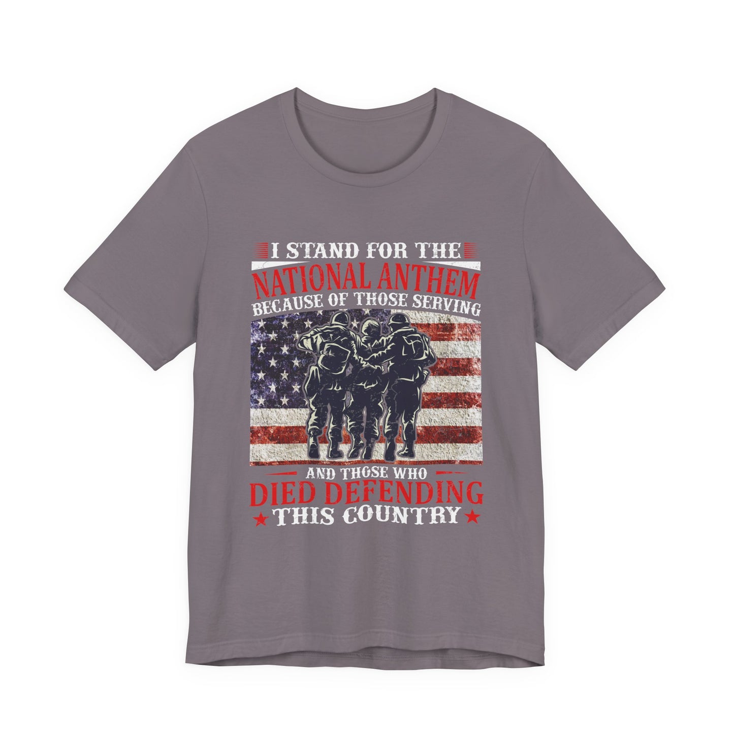 I Stand For The National Anthem military tribute T-Shirt American flag soldiers Unisex Cotton v36
