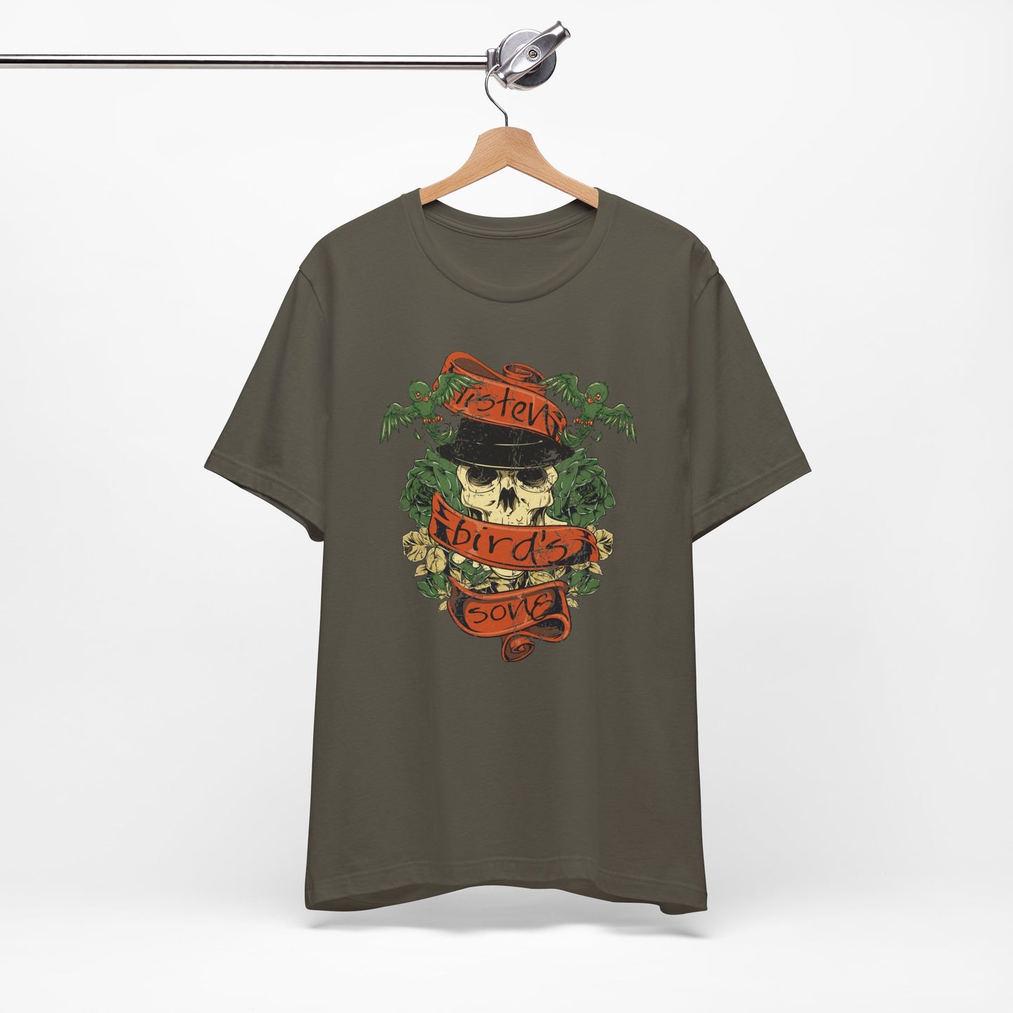 Skull Floral Tattoo Style Graphic Design Unisex Cotton T-Shirt Art-38