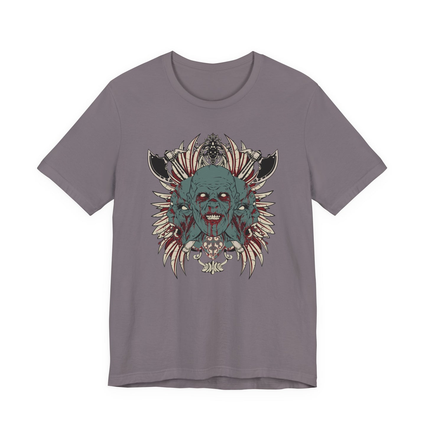 Zombie Skull Mandala T-Shirt Horror Graphic Tee, Gothic Skull Art-54-2
