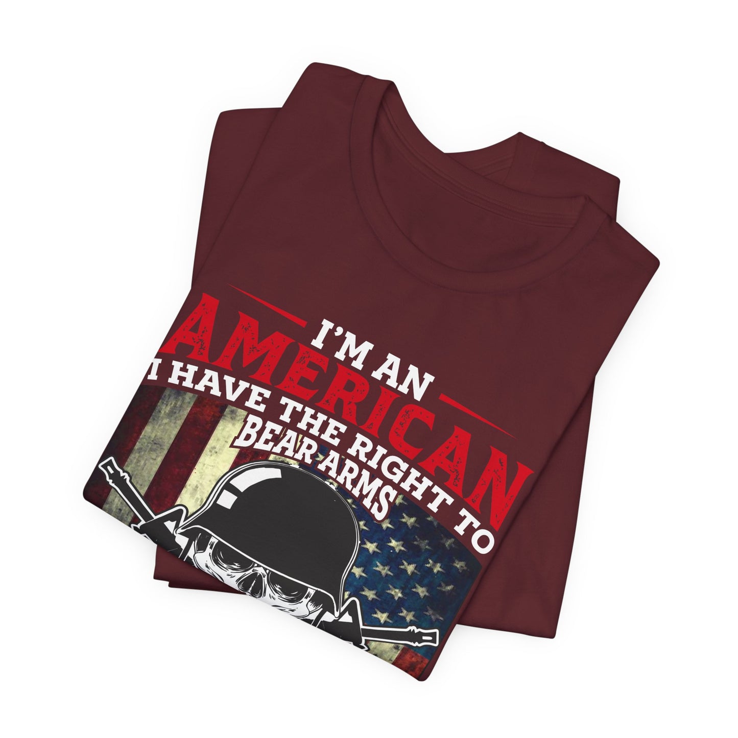 American Skull with Guns T-Shirt 2nd Amendment Flag Unisex Cotton Tee v29