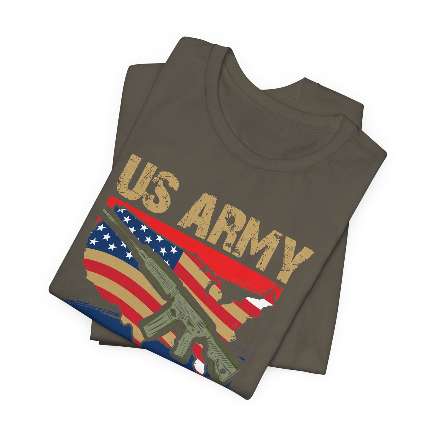 US Army Proud Veteran T-Shirt American Flag Rifle Military Unisex Cotton Tee v17