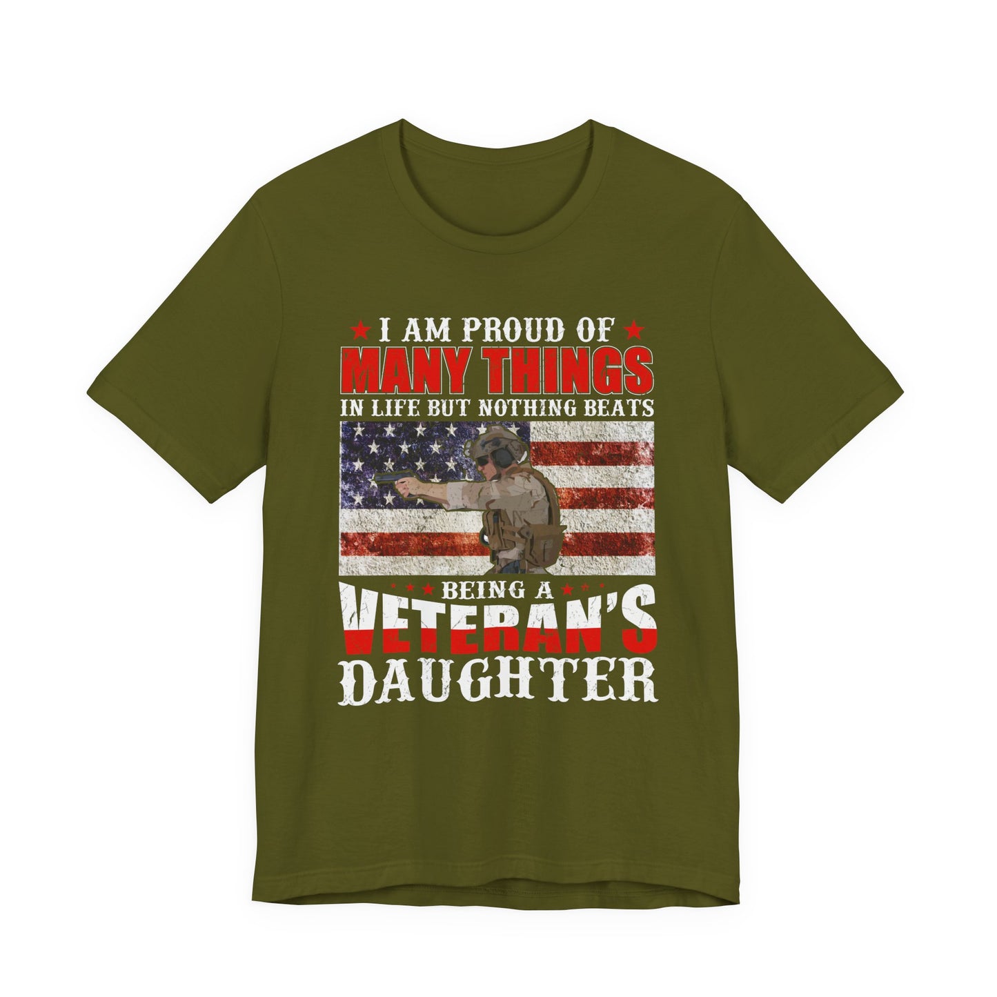 Veteran's Daughter T-Shirt American Flag Military Proud  Unisex Cotton Tee v28