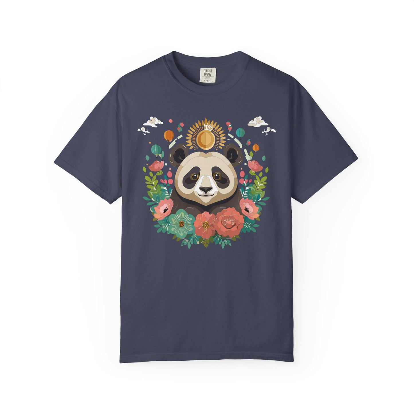 Panda Portrait T-Shirt Unisex Cotton Floral Chinese Graphic Circle Animal Art Tee p4