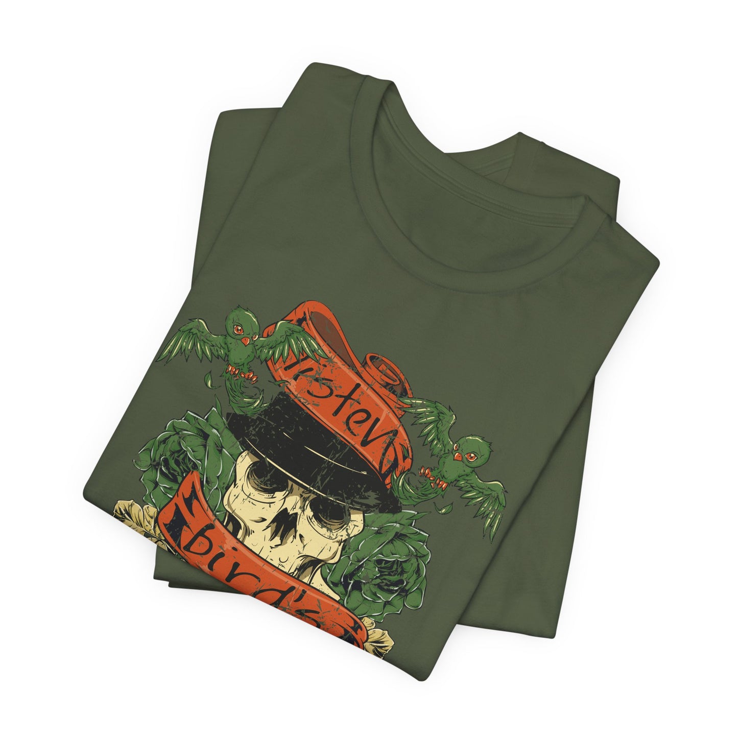 Skull Floral Tattoo Style Graphic Design Unisex Cotton T-Shirt Art-38