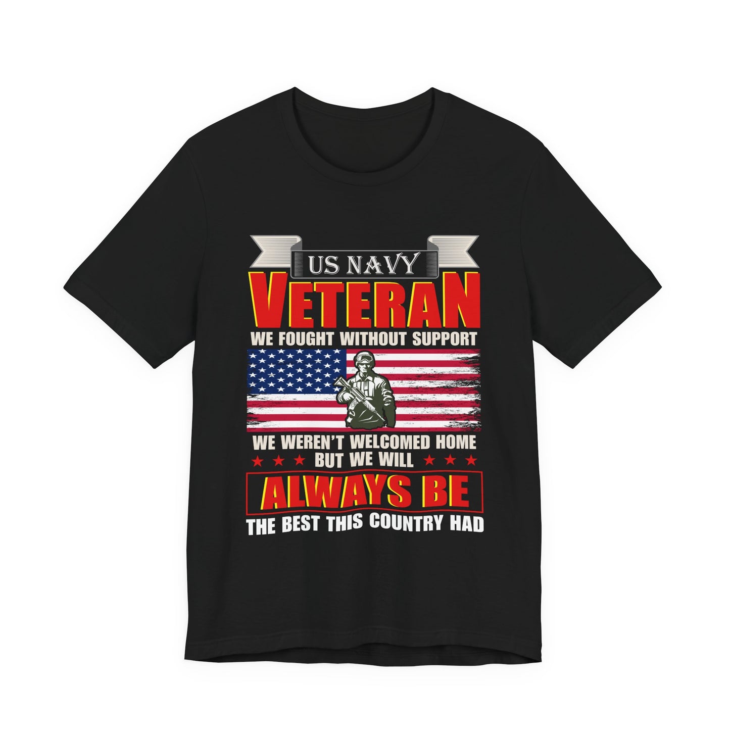 US Navy Veteran T-Shirt American Flag Soldier Graphic Patriotic Military Unisex Cotton v42