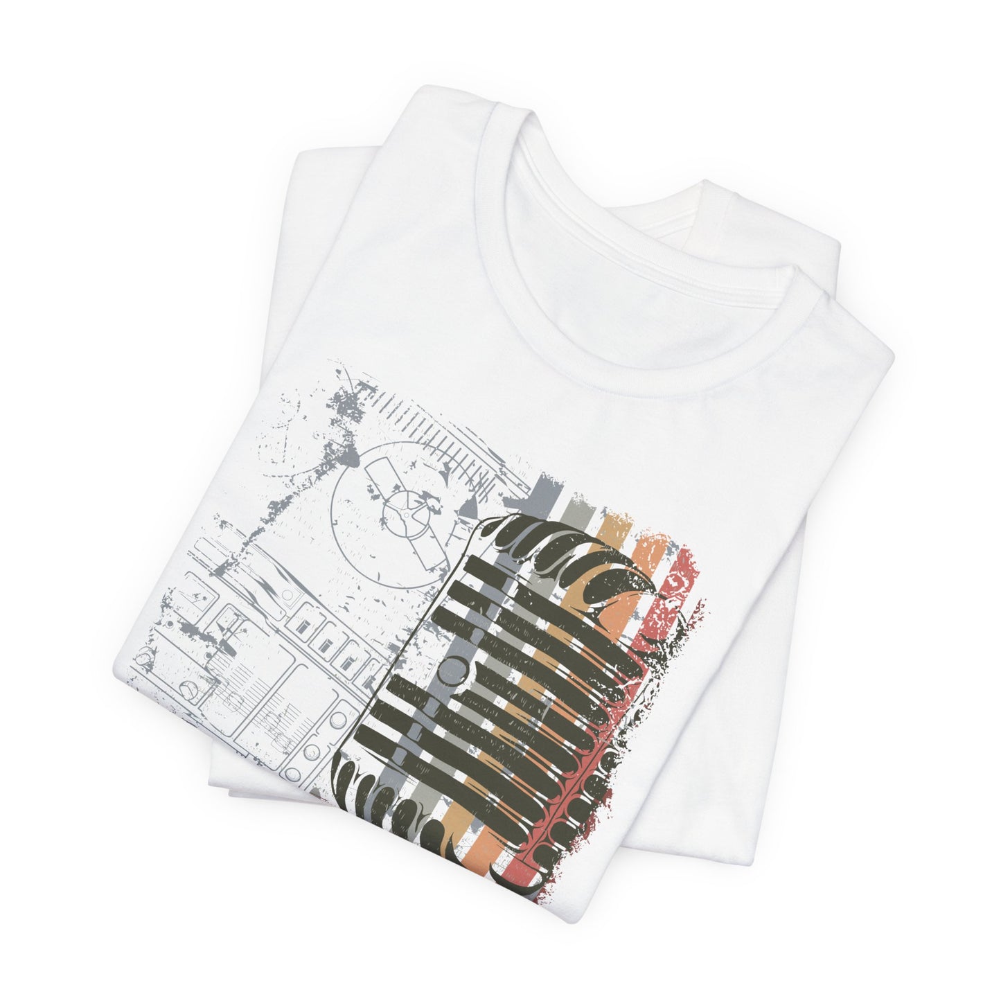 Retro Microphone Graphic Unisex Cotton T-Shirt r9