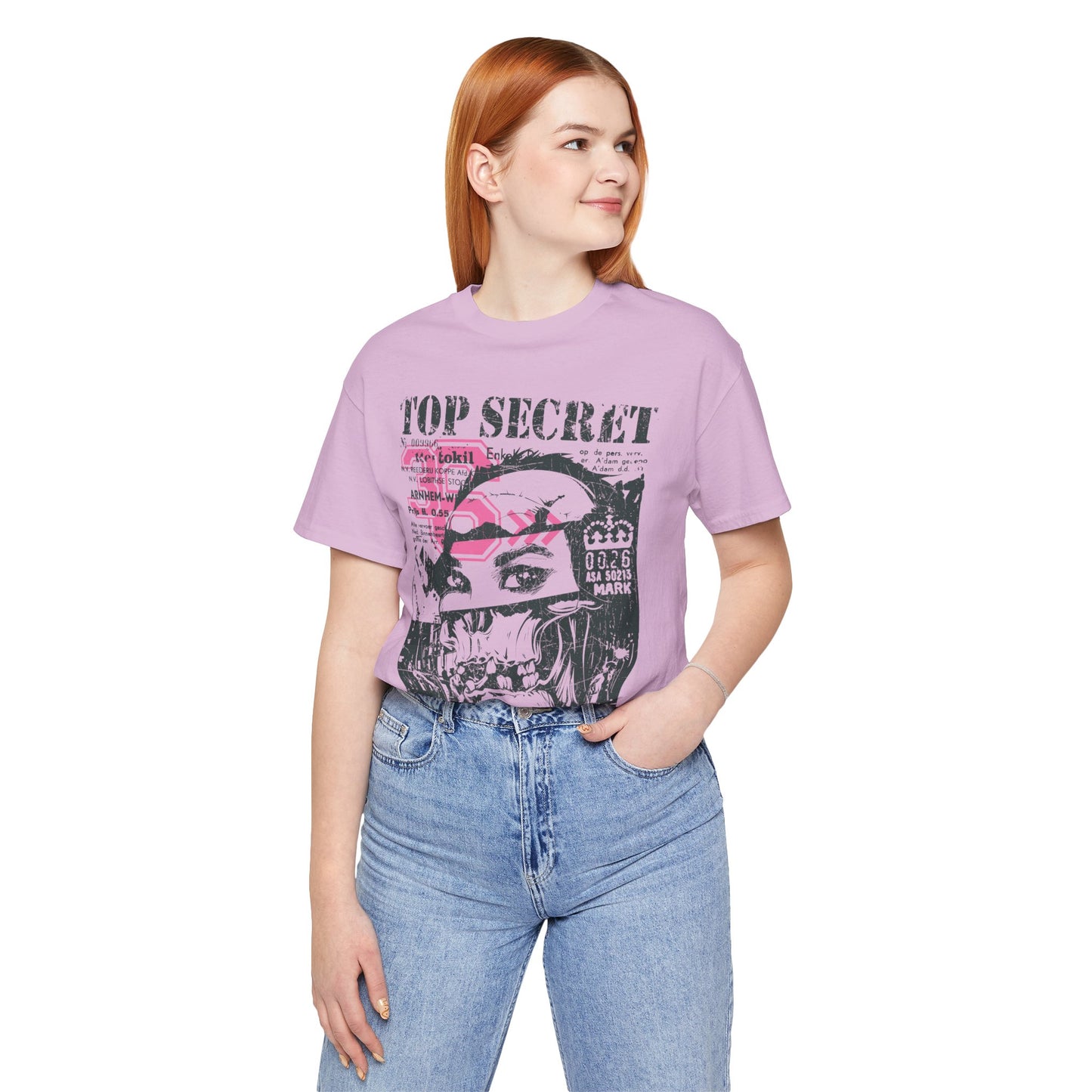 Top Secret Skull Face Tee Grunge Graphic T-Shirt Retro Collage A-6