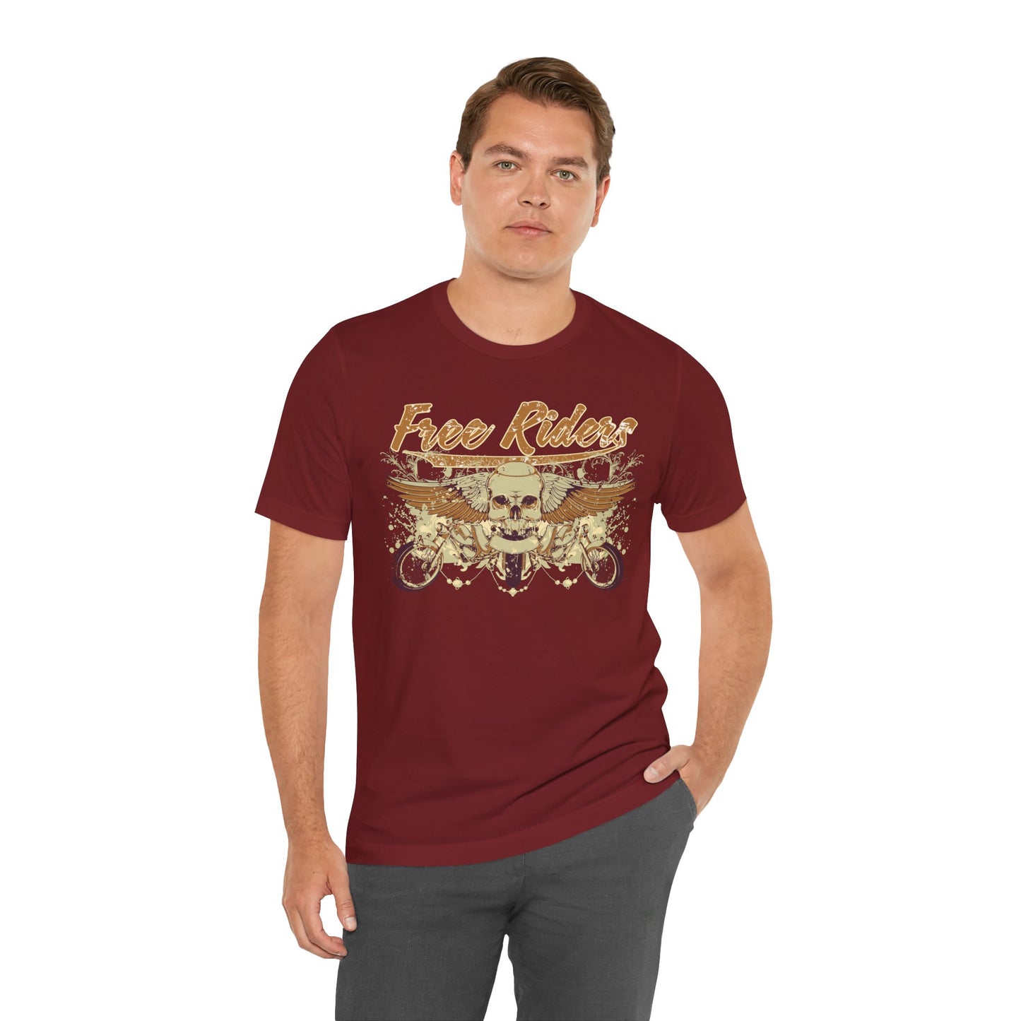 Free Riders Skull Motorcycle Tee Biker Graphic Art Design T-Shirt A-1