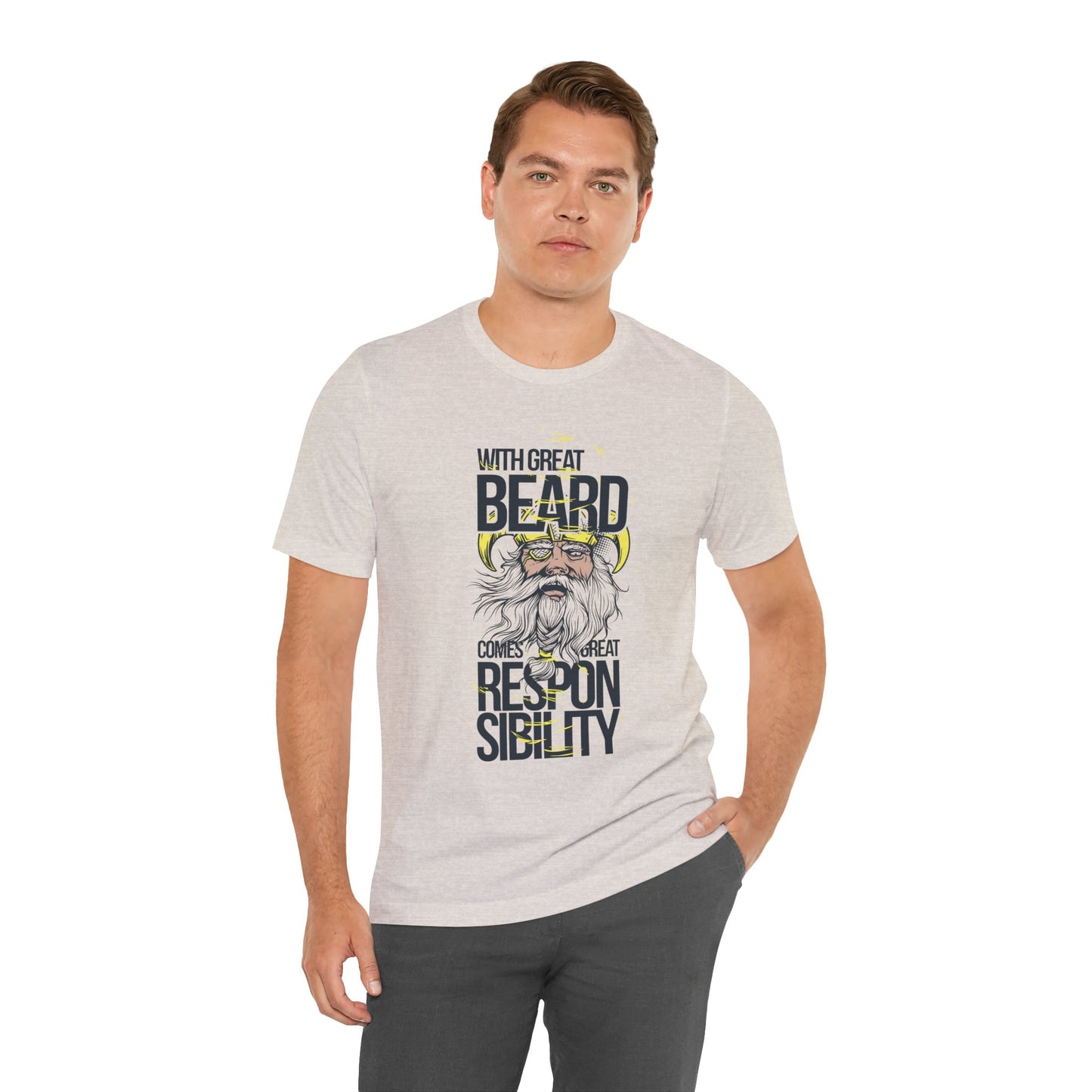 With Great Beard Comes Great Responsibility Tee Viking Beard Graphic Shirt A-2