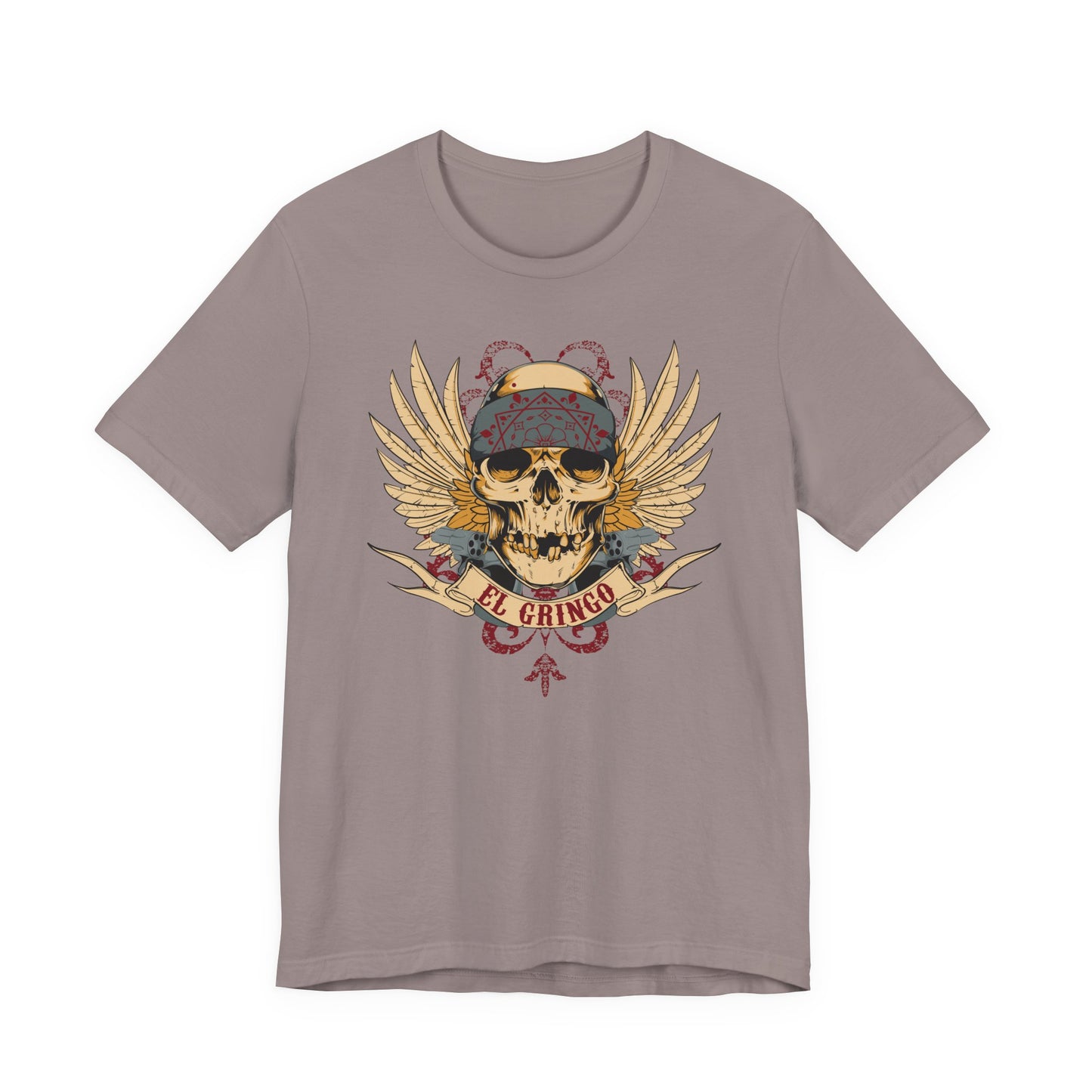 El Gringo Skull with Wings T-Shirt Vintage Tattoo Style Art-53