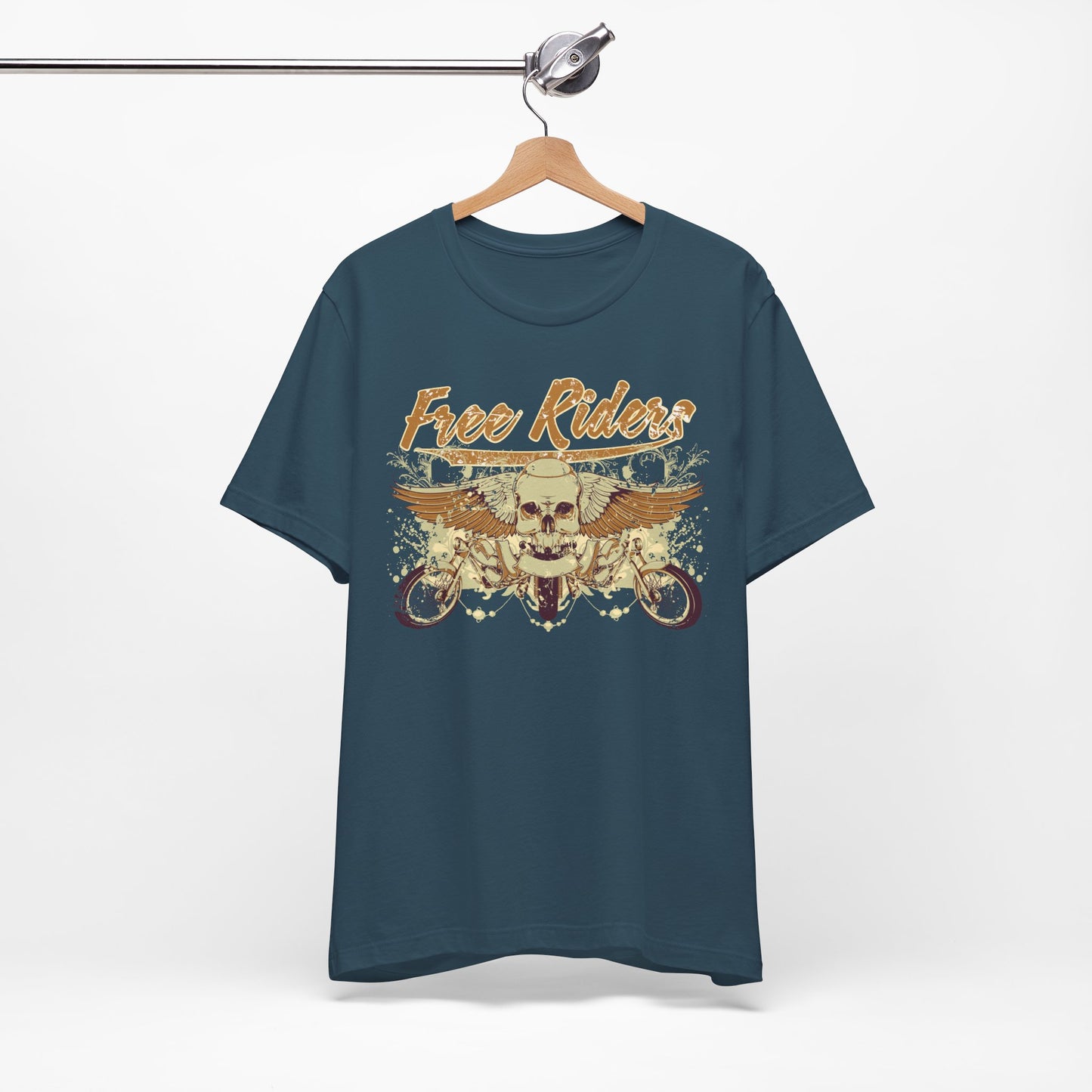 Free Riders Skull Motorcycle Tee Biker Graphic Art Design T-Shirt A-1