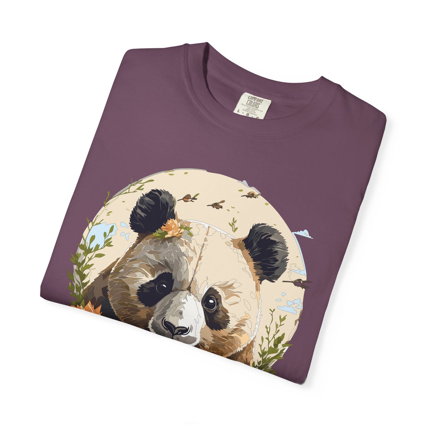Panda Portrait T-Shirt Unisex Cotton Floral Meadow Circle Animal Art Tee p9