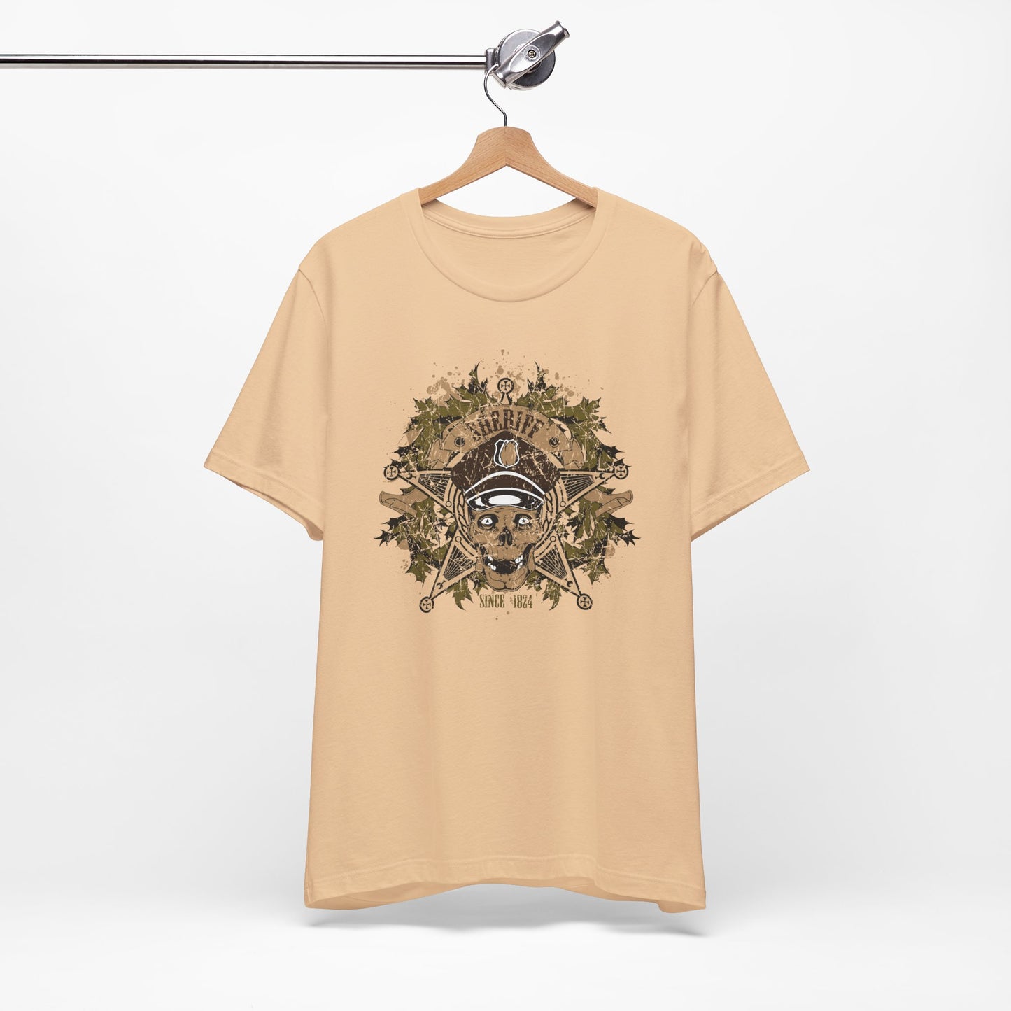 Skull Floral Emblem Graphic Unisex Cotton Tee Art-45