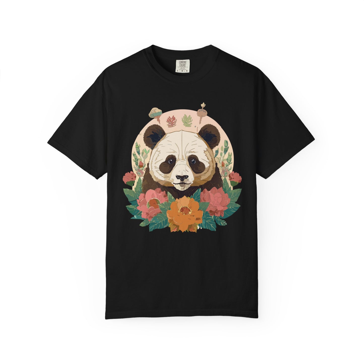 Panda Portrait T-Shirt Unisex Cotton Floral Chinese Graphic Circle Animal Art Tee p2