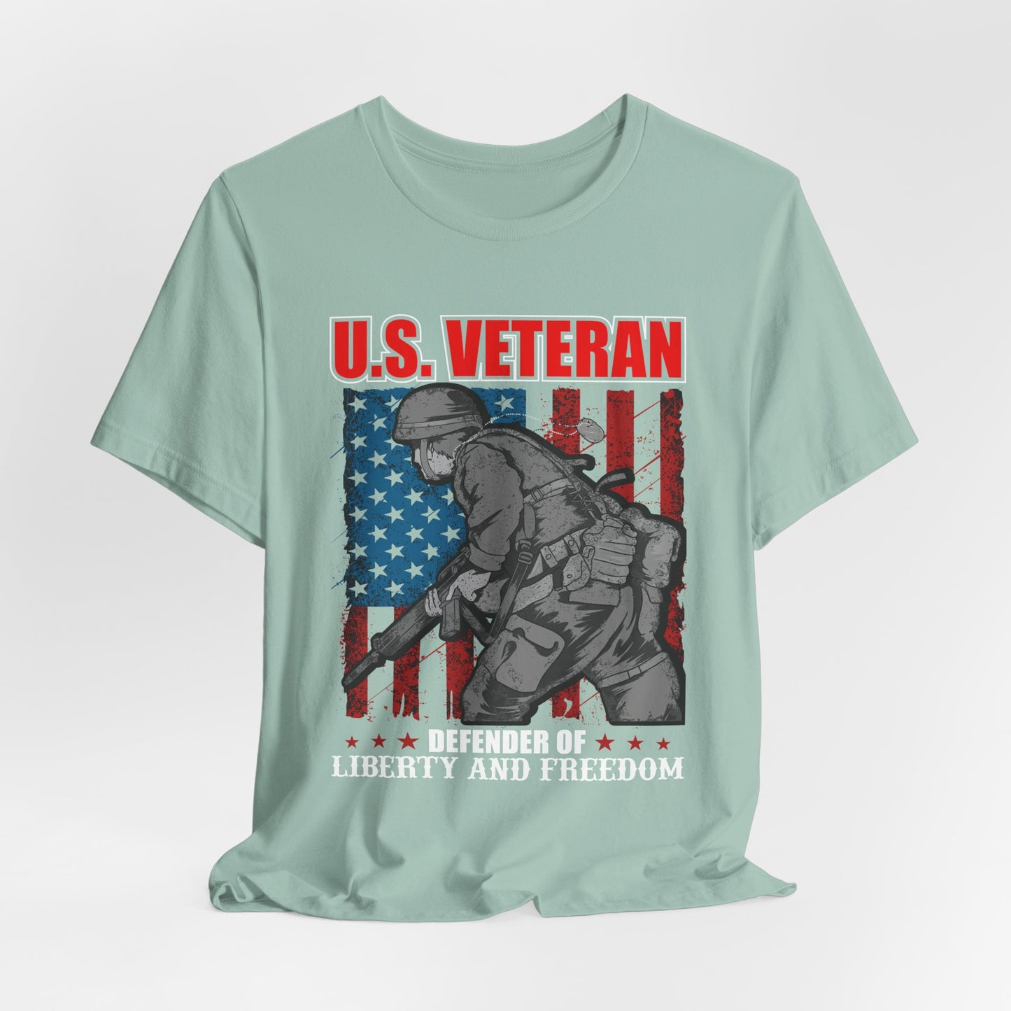 U.S. Veteran Soldier Illustration Tee Defender of Liberty and Freedom Unisex Cotton v31