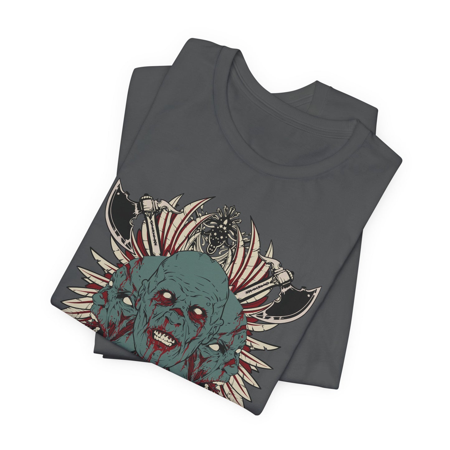 Zombie Skull Mandala T-Shirt Horror Graphic Tee, Gothic Skull Art-54-2