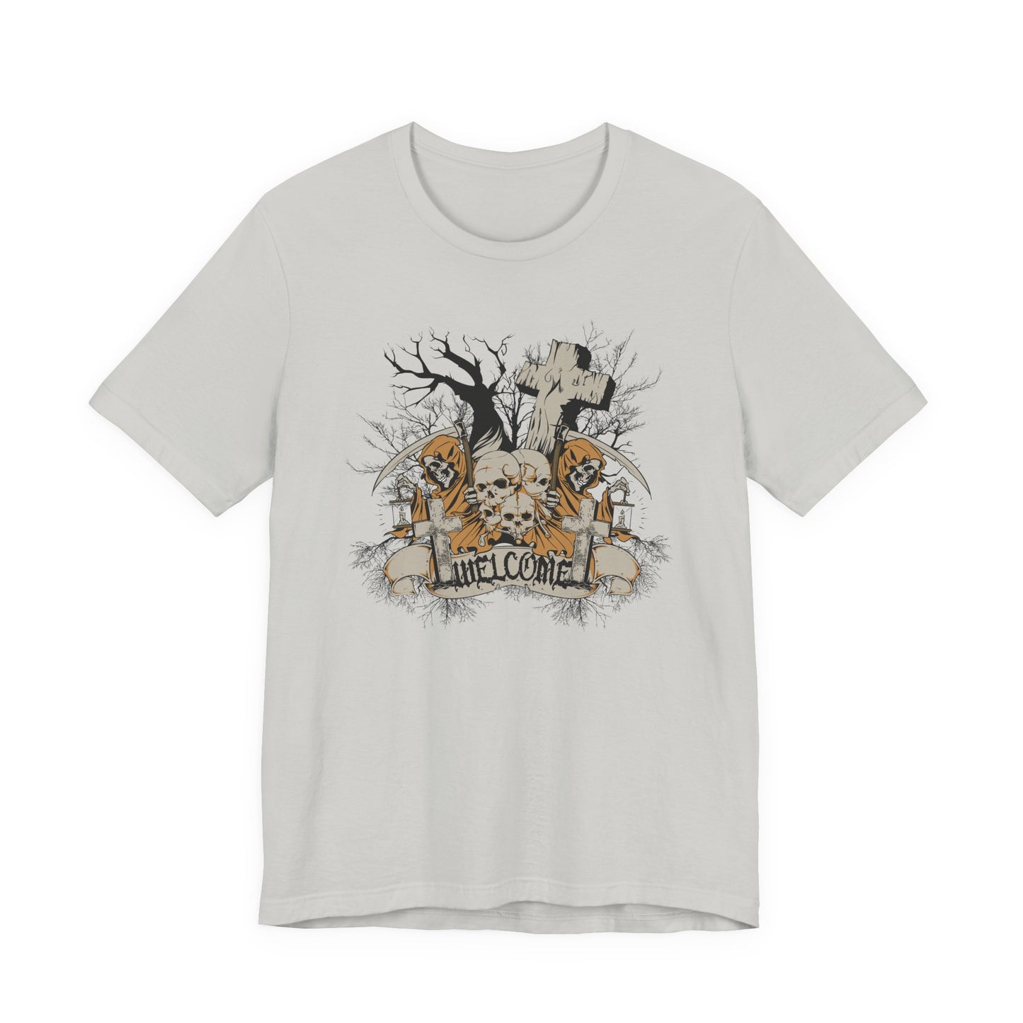 Skull Halloween Graphic Design Unisex Cotton T-Shirt Art-50