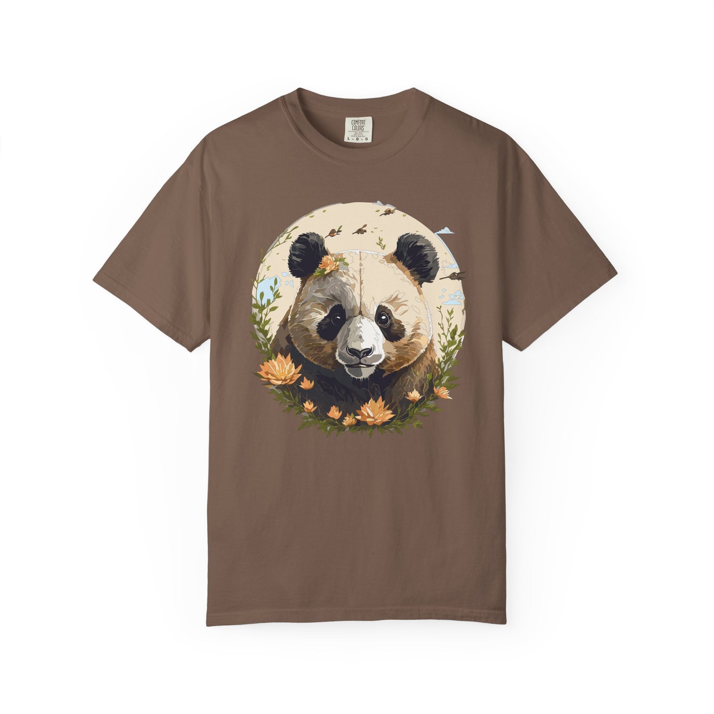Panda Portrait T-Shirt Unisex Cotton Floral Meadow Circle Animal Art Tee p9