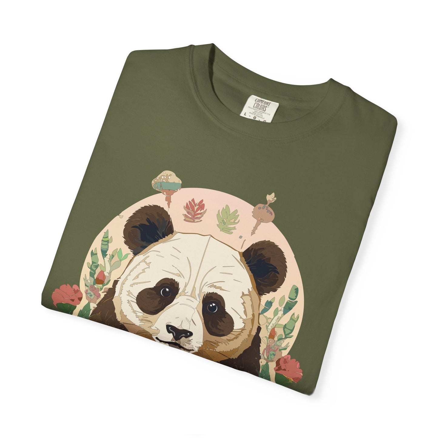 Panda Portrait T-Shirt Unisex Cotton Floral Chinese Graphic Circle Animal Art Tee p2
