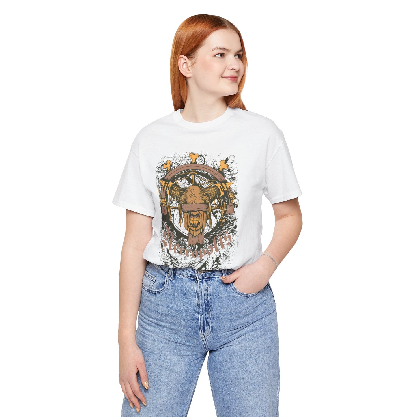 Skull Nordic Warrior Graphic Unisex Cotton T-Shirt r12