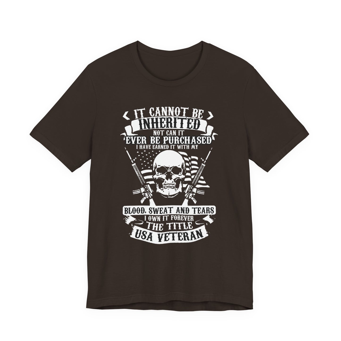 USA Veteran skull flag crossed rifles T-Shirt Military pride Unisex Cotton tee v54