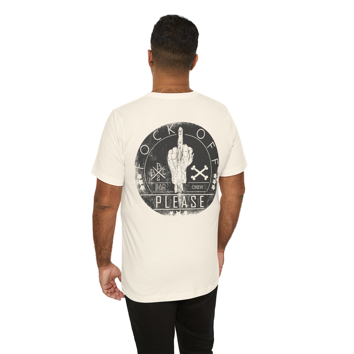 Fk Off Please tee Graphic Middle Finger Skull Design T-Shirt A-11