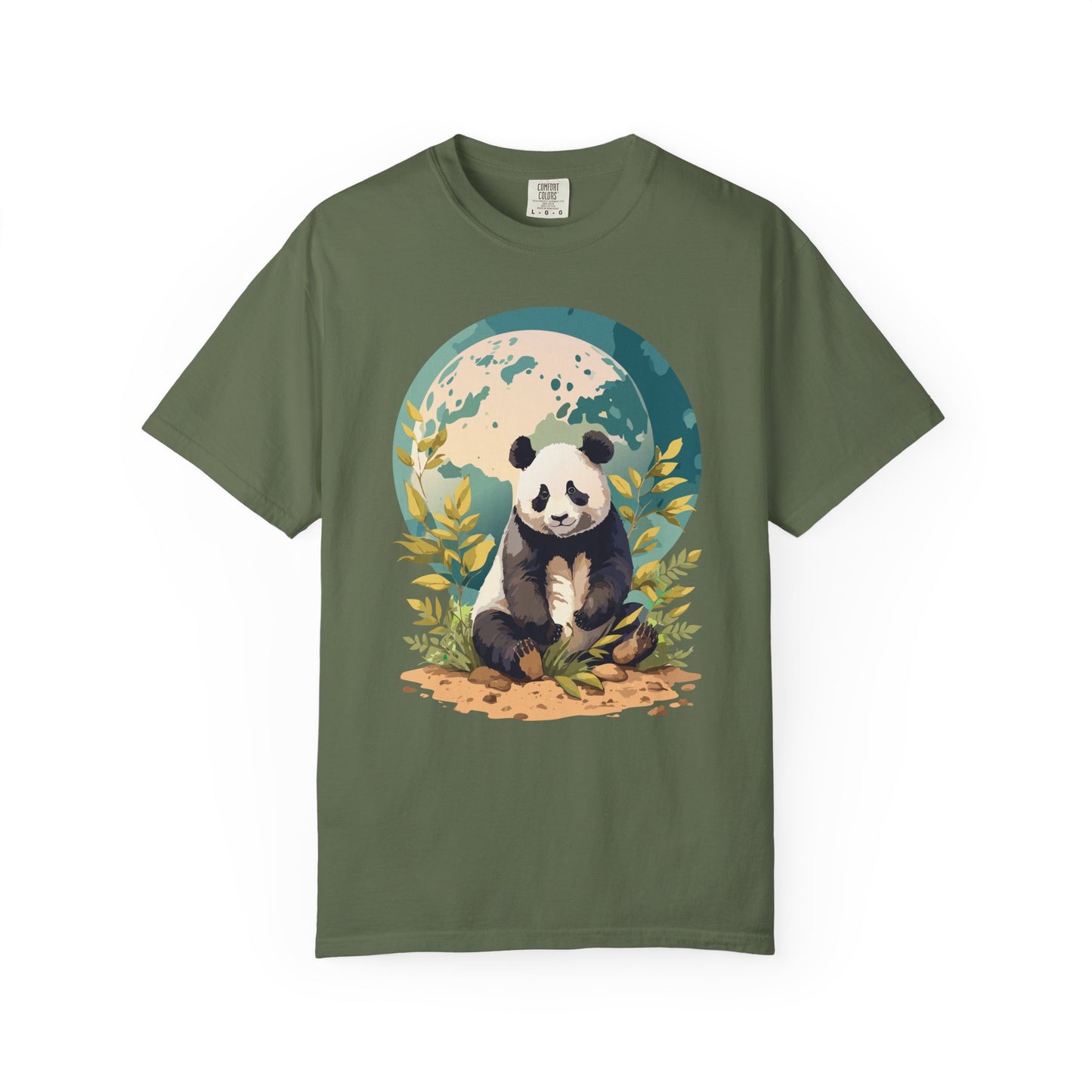 Panda Portrait T-Shirt Unisex Cotton Floral Chinese Graphic Circle Animal Art Tee pp6