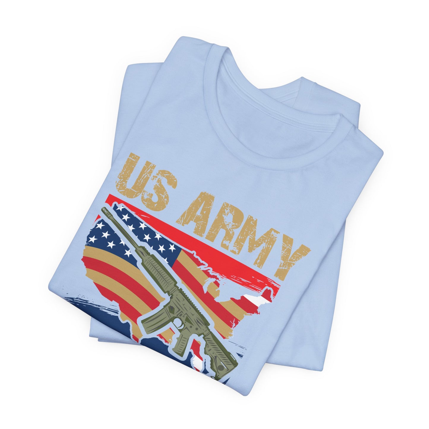 US Army Proud Veteran T-Shirt American Flag Rifle Military Unisex Cotton Tee v17