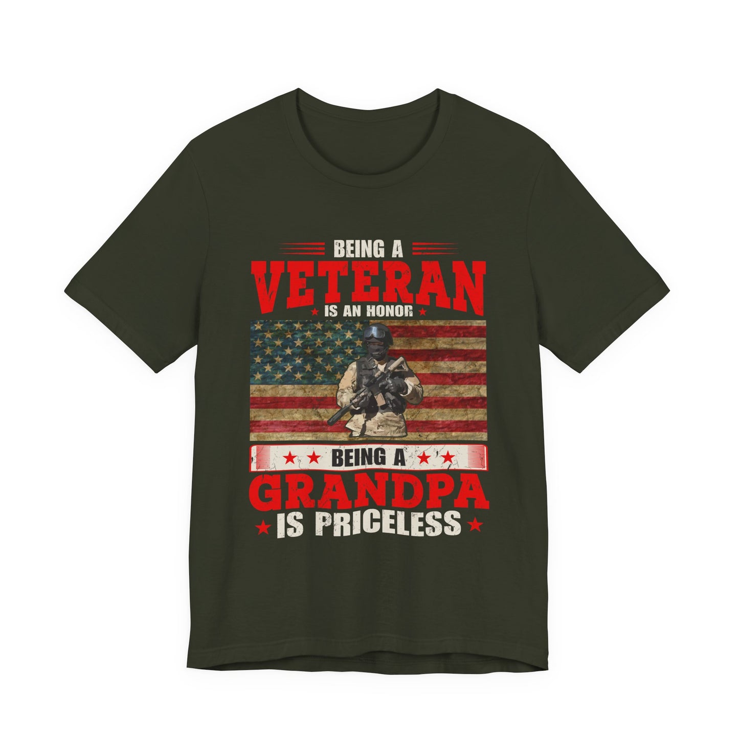 Veteran Grandpa T-Shirt American Flag Soldier Grandpa Unisex Cotton Tee v34