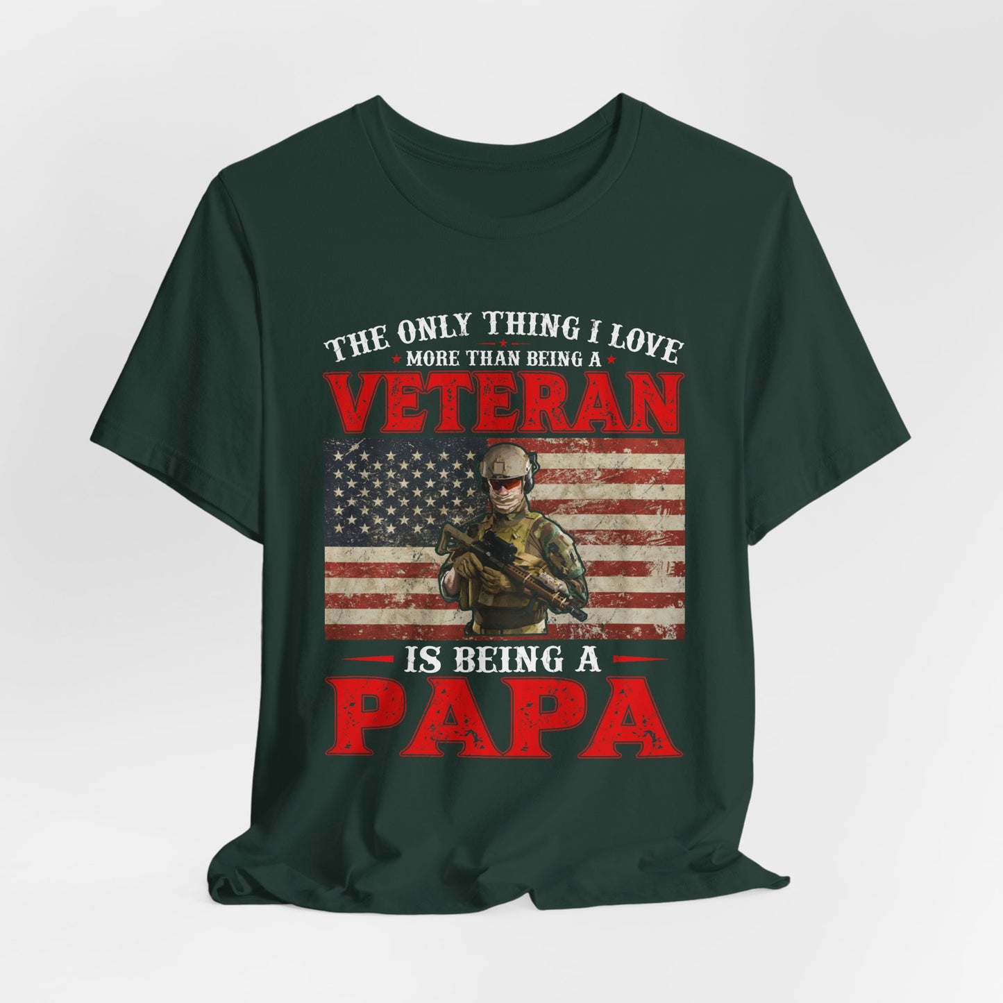 Veteran with American Flag Papa T-Shirt Military Grandpa Unisex Cotton Tee v30