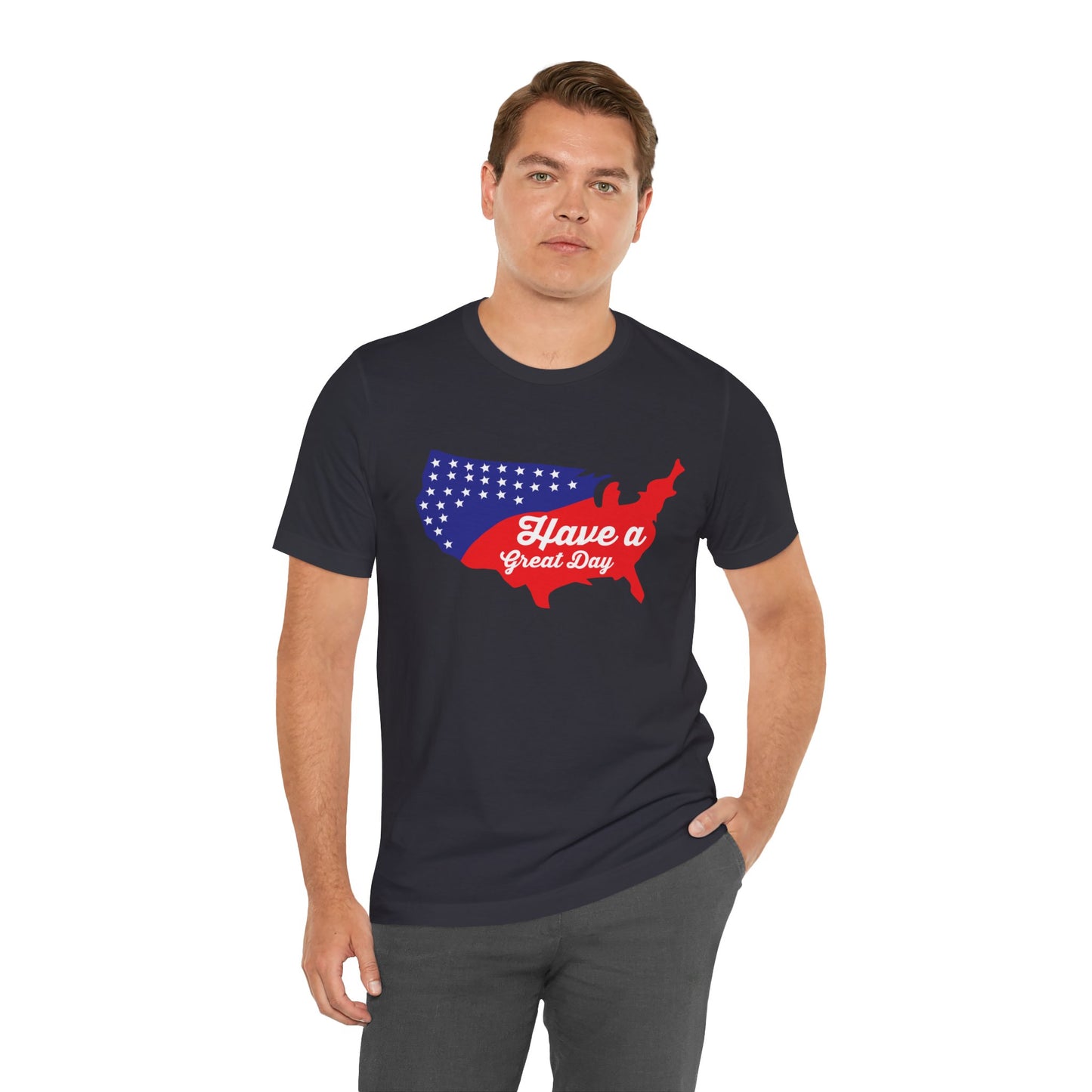 USA Map Patriotic Graphic Unisex Cotton T-Shirt 021
