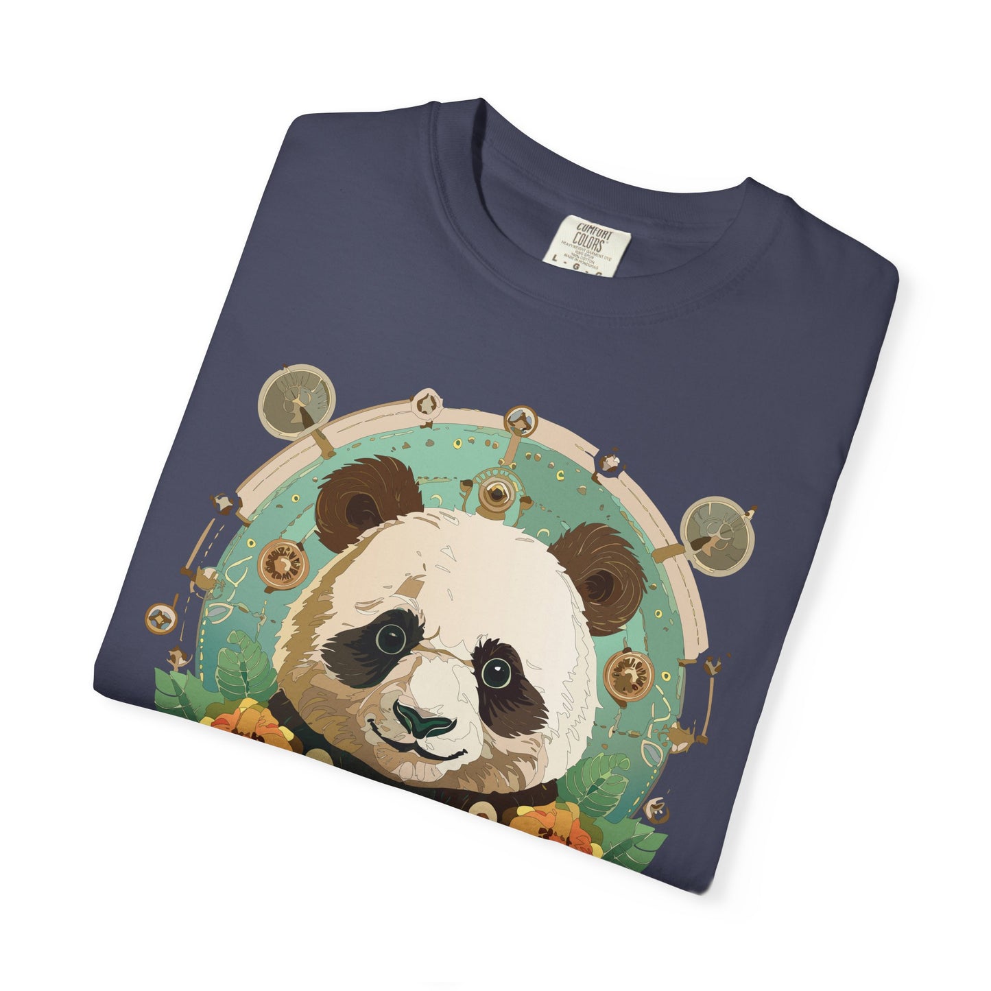Panda Portrait T-Shirt Unisex Cotton Floral Chinese Graphic Circle Animal Art Tee p3