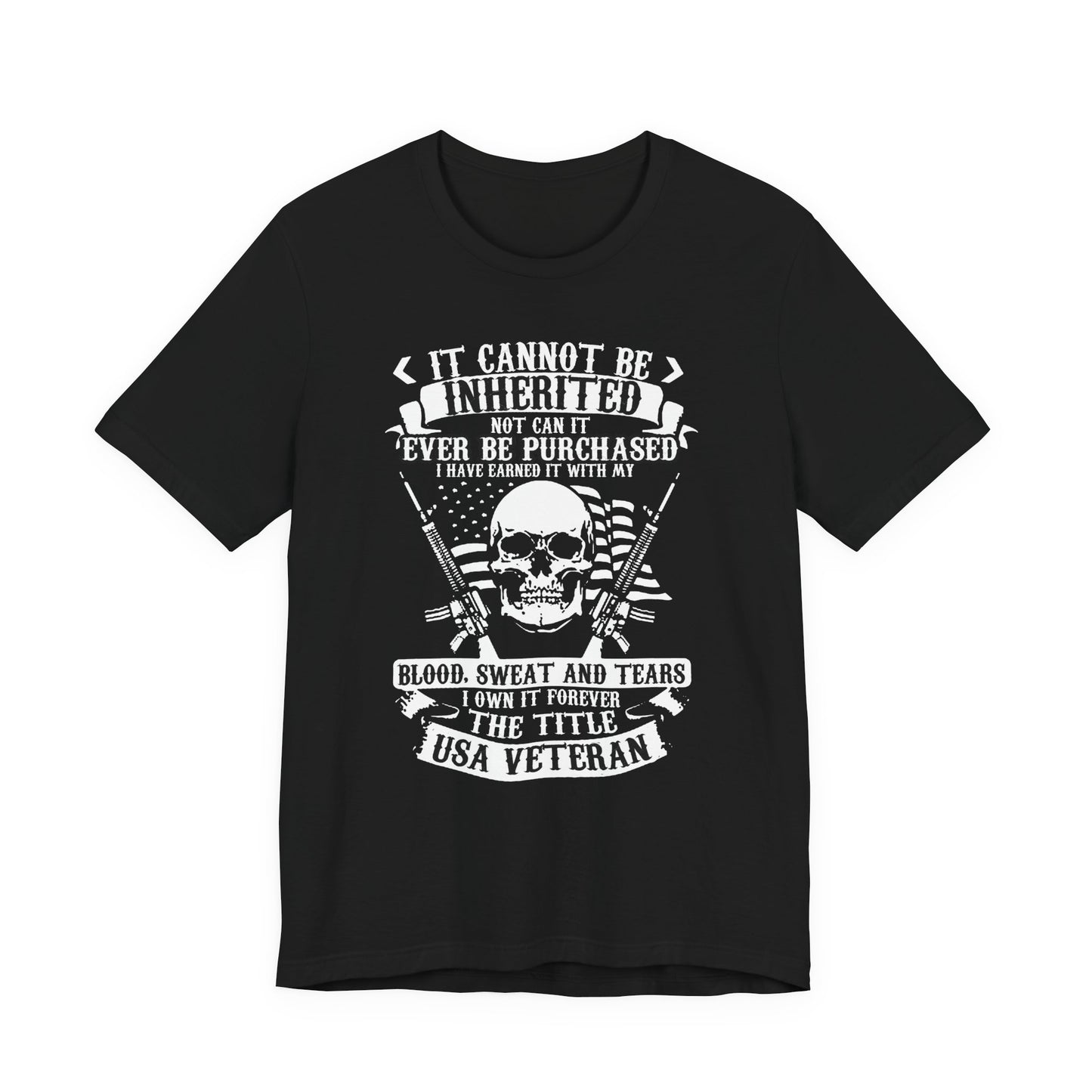 USA Veteran skull flag crossed rifles T-Shirt Military pride Unisex Cotton tee v54