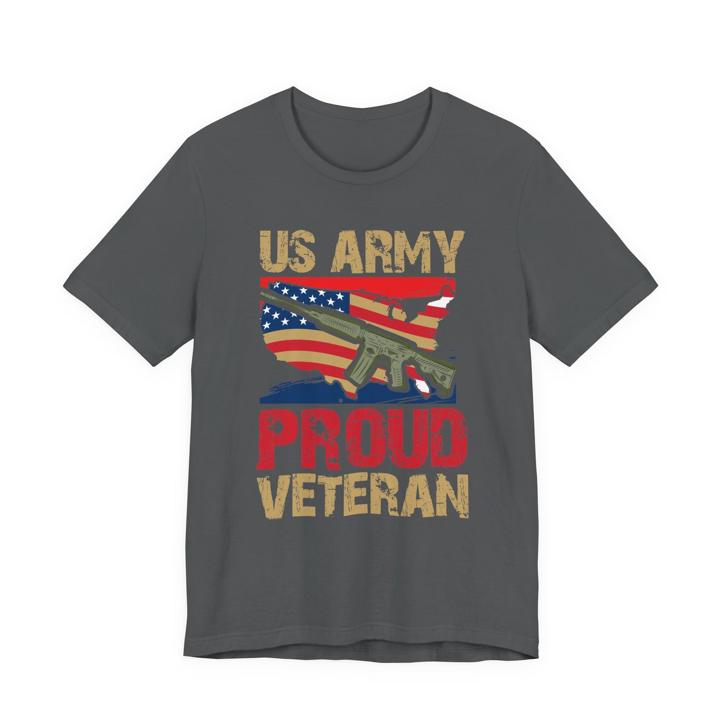 US Army Proud Veteran T-Shirt American Flag Rifle Military Unisex Cotton Tee v17